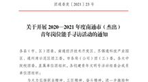 转发关于开展2020-2021年南通市（杰出）青年岗位能手寻访活动的通知